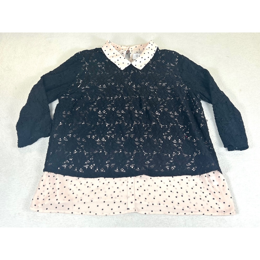 Elle Mixed Media Top Women L Black Coquette